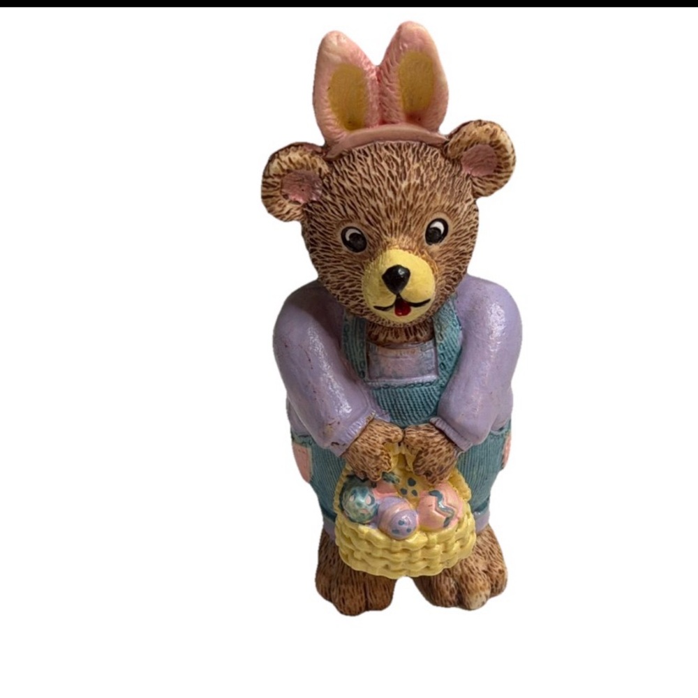 Vintage 1997 Claires Easter Bunny Rabbit Costume Bear 4" Holding Easter Basket